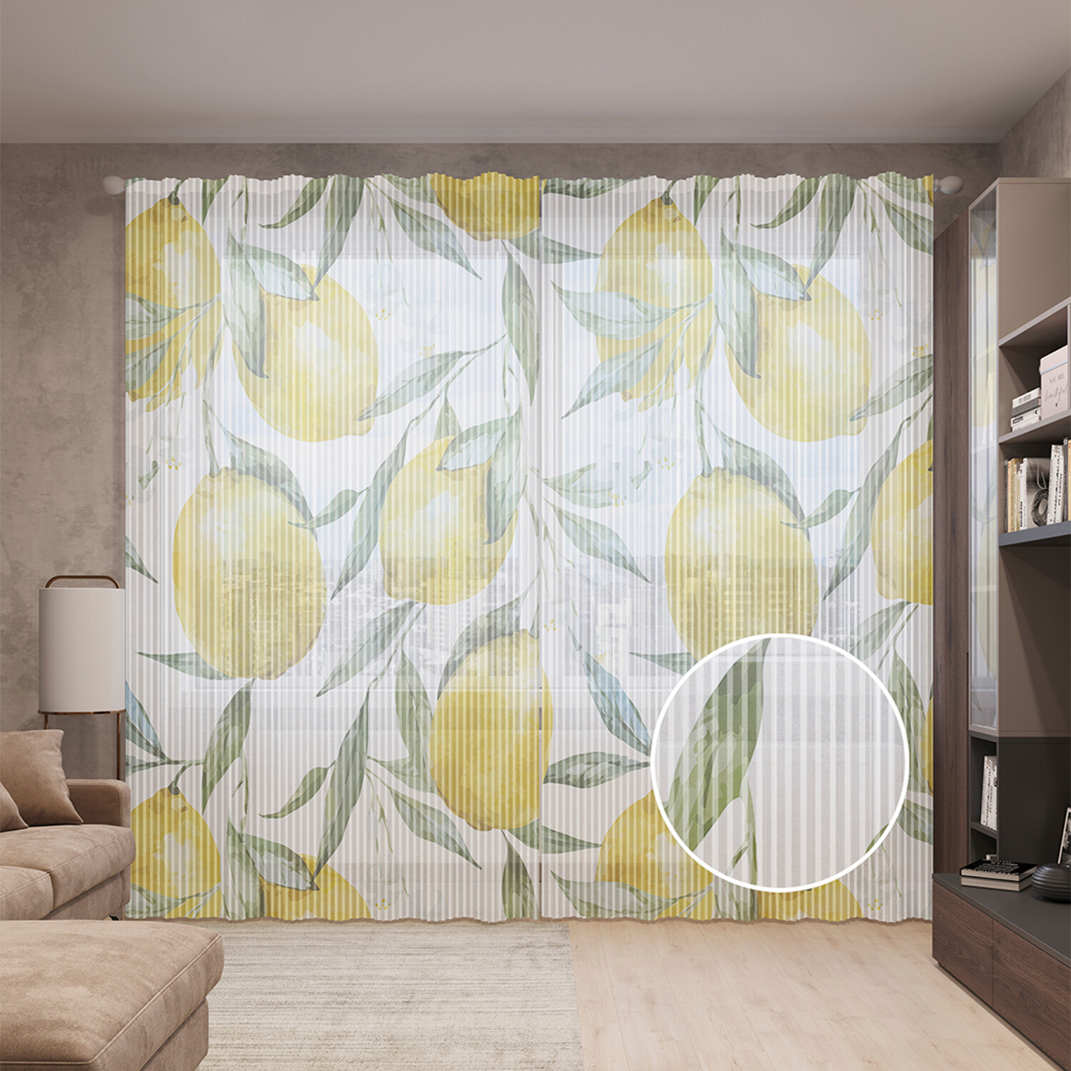 

Тюль вуаль на шторной ленте с принтом JoyArty "Ветви лимона", 310х265 см, Ветви лимона