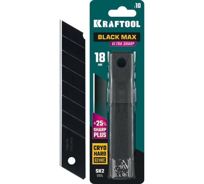 Лезвия для ножа KRAFTOOL BLACK MAX 18 мм 10 шт лезвие для ножа сегментированное 18мм 5шт solingen kraftool 1шт kraftool 09605tin18s5z01z