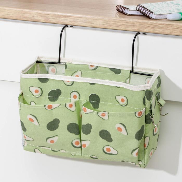 фото Органайзер с карманами авокадо, подвесной, 3 отделения, 30×10×20 см, цвет зелёный доляна