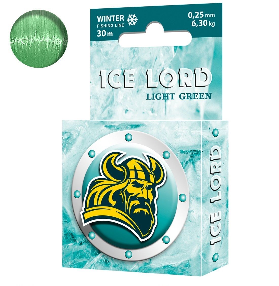 фото Леска зимняя aqua ice lord light green 0,25mm 30m, зеленый, test - 6,30kg 1 шт.