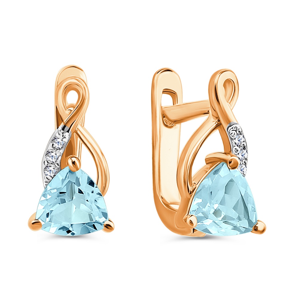 

Серьги из золота 585Gold 202010523, топаз/фианит, 202010523