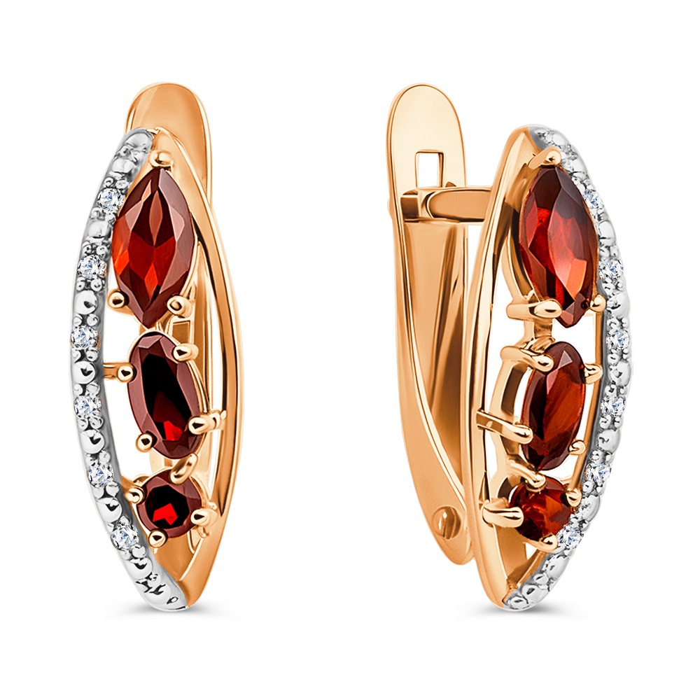 

Серьги из золота 585Gold 202010555, гранат/фианит, 202010555