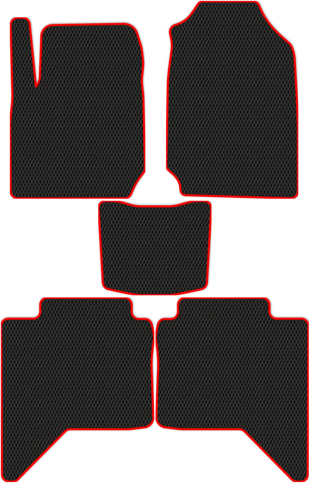 

Коврики ЭВА в салон для Isuzu D-MAX 3 (RG) 2021 - Н.В., 5 шт. черный, красный кант, 7802-S5NLT-H