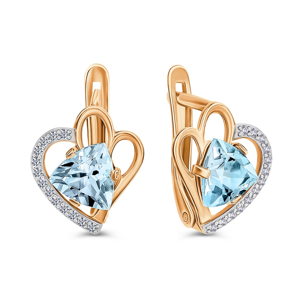 

Серьги из золота 585Gold 202010511, топаз/фианит, 202010511