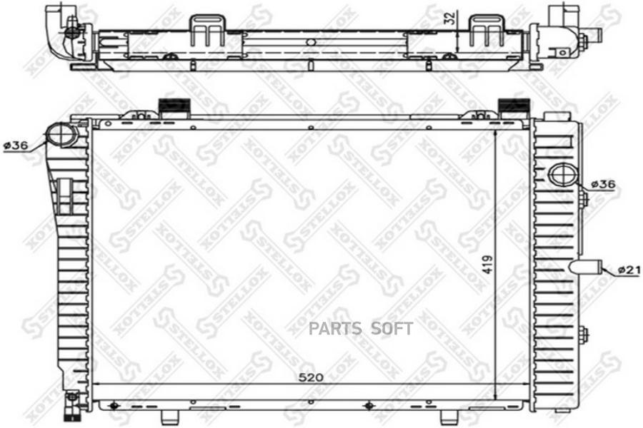 

STELLOX 1025908SX 10-25908-SX_радиатор системы охлаждения! без AC\ MB C208/S202/W202 2.0/2