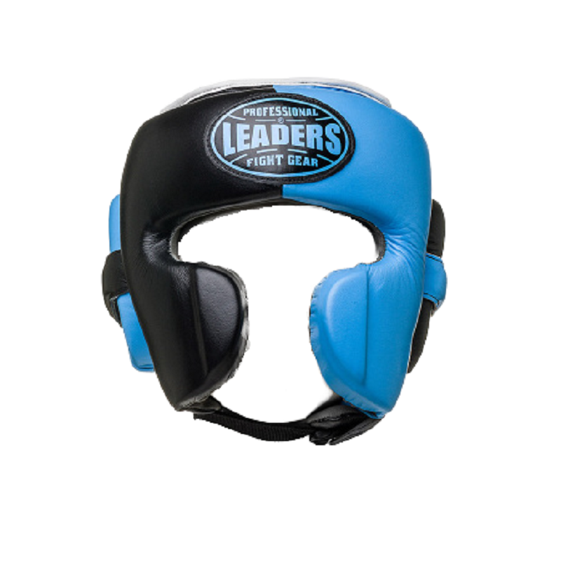 Шлем боксерский LEADERS LS MEX WAVE BK/LBL 1/2 кожа, черный/голубой S