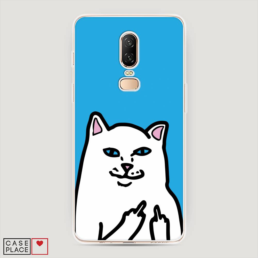 

Чехол Awog на OnePlus 6 / ВанПлас 6 "Кот жесть", Белый;голубой;черный, 150550-9