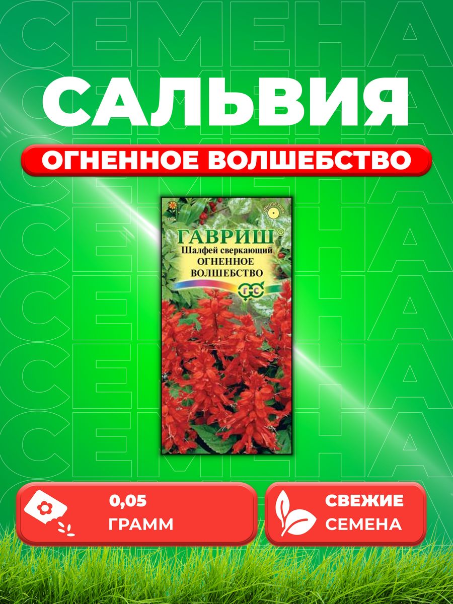 

Семена Сальвия сверкающая Огненное волшебство, 0,05г, Гавриш