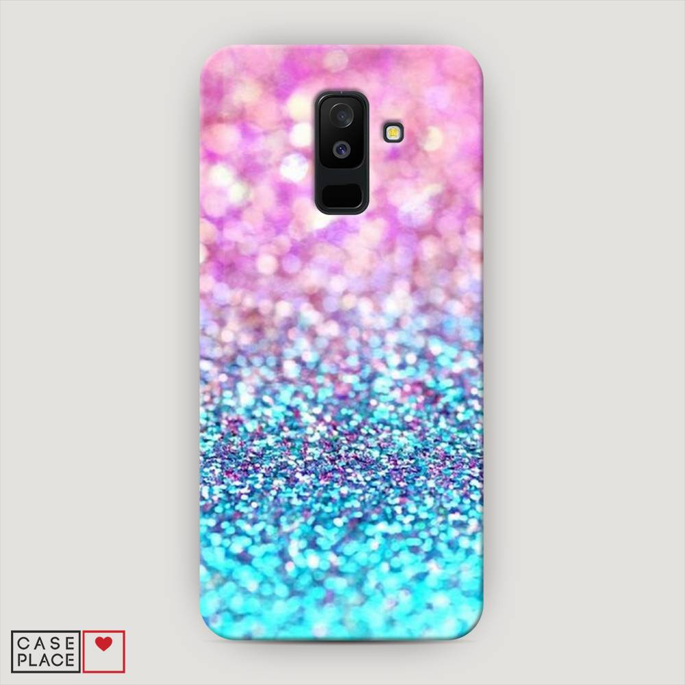 фото Чехол awog "розово-голубые глиттеры рисунок" для samsung galaxy a6 +