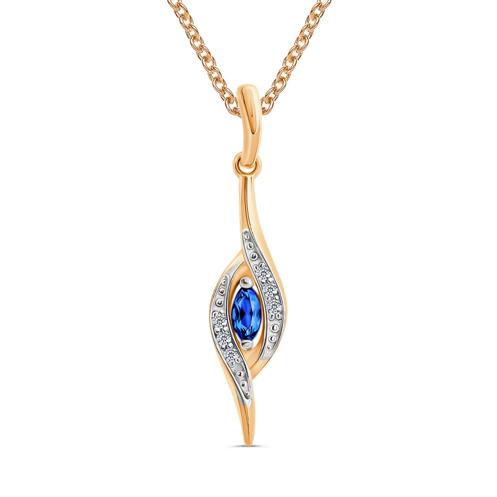 

Кулон из золота 585Gold 103002398, сапфир искусственный/бриллиант, 103002398