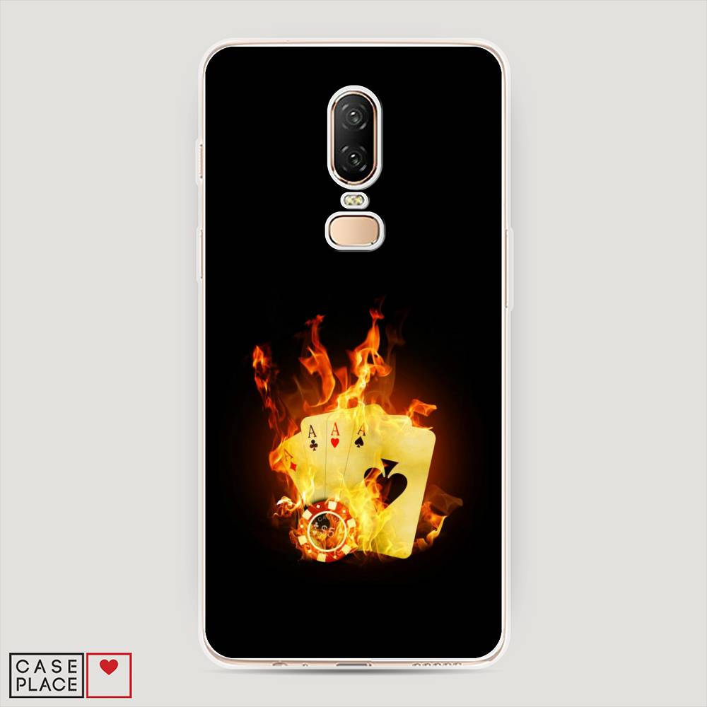 

Чехол Awog на OnePlus 6 / ВанПлас 6 "Горящие карты", Черный;оранжевый, 150550-9