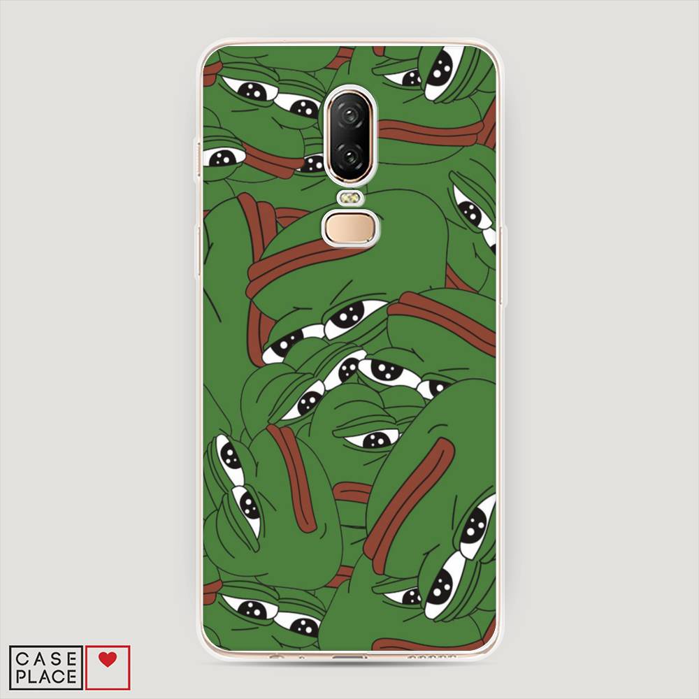 

Чехол Awog на OnePlus 6 / ВанПлас 6 "Печальный frog", Зеленый;белый, 150550-9