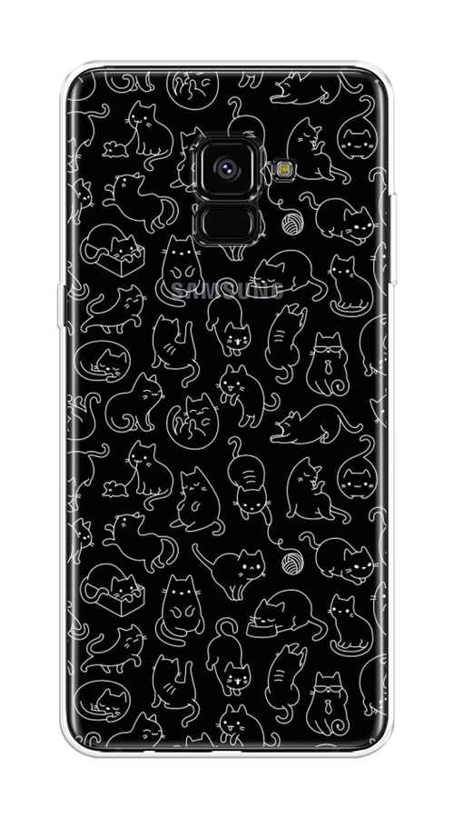

Чехол Awog на Samsung Galaxy A8 + "Шкодливые котики", Черный;белый;серый, 25550-2