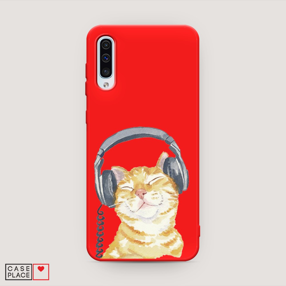 

Матовый силиконовый чехол "Кот меломан" на Samsung Galaxy A50, Кот меломан
