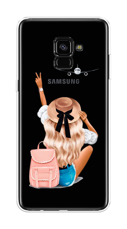 

Чехол Awog на Samsung Galaxy A8 + "Автостопом самолетом", Бежевый;розовый;голубой, 25550-7