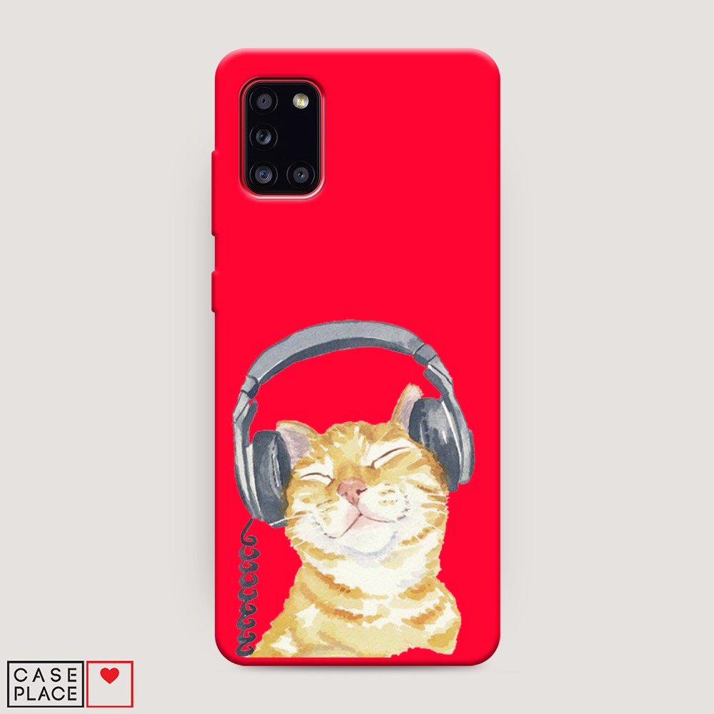 

Матовый силиконовый чехол "Кот меломан" на Samsung Galaxy A31, Кот меломан