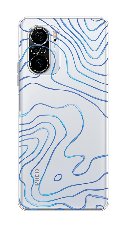

Чехол на Poco F3 "Blue lines", Прозрачный;синий, 310150-1