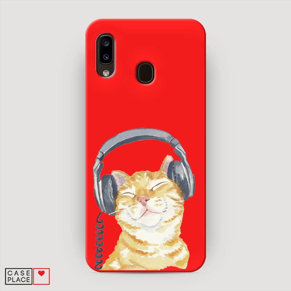 

Матовый силиконовый чехол "Кот меломан" на Samsung Galaxy A30, Кот меломан