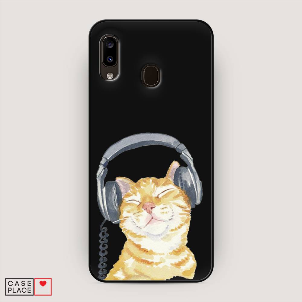 

Матовый силиконовый чехол "Кот меломан" на Samsung Galaxy A30, Кот меломан