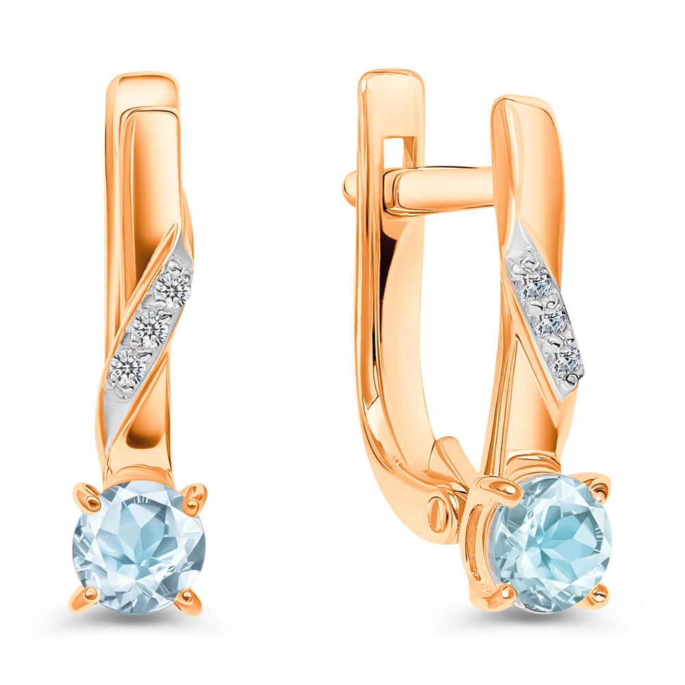 

Серьги из золота 585Gold 202010483, топаз/фианит, 202010483