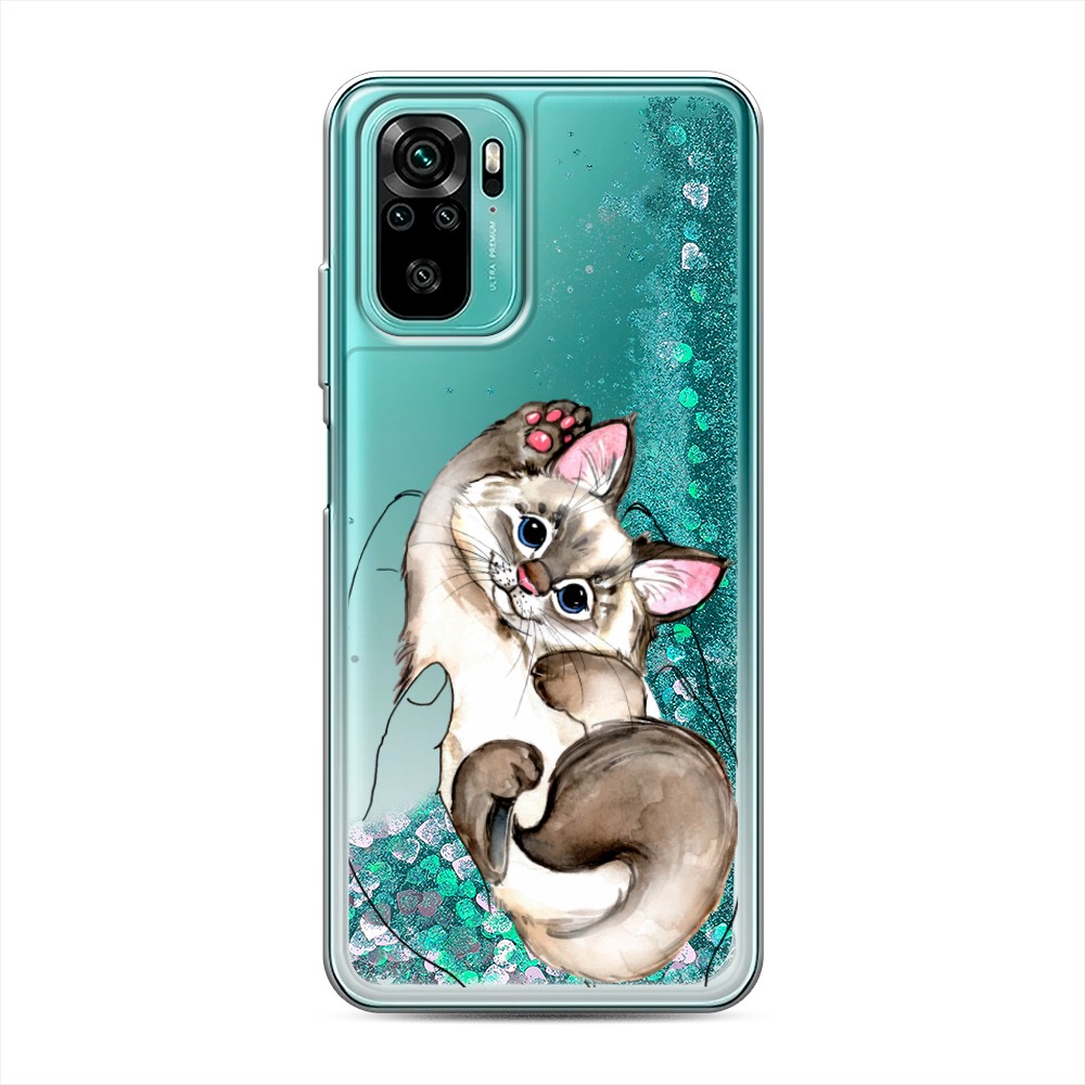 

Жидкий чехол с блестками "Котенок в ладошках" на Xiaomi Redmi Note 10