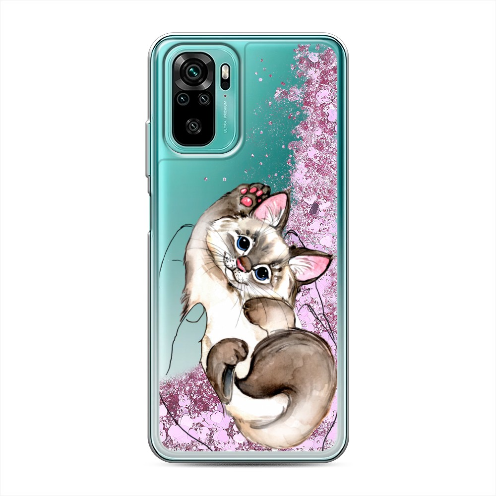 

Жидкий чехол с блестками "Котенок в ладошках" на Xiaomi Redmi Note 10