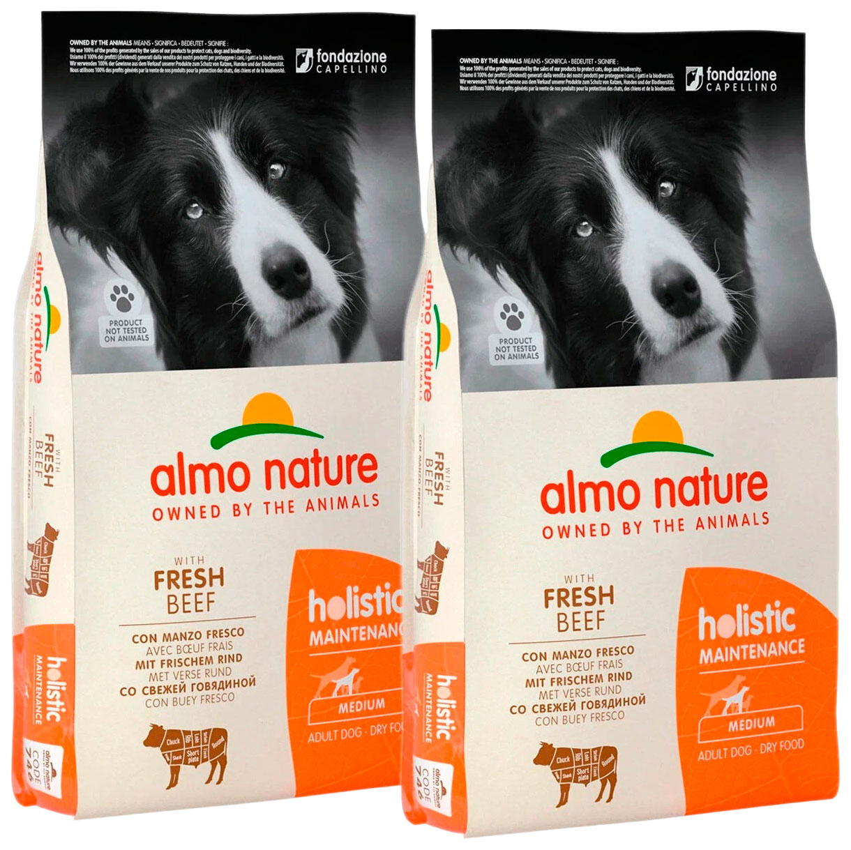 фото Сухой корм для собак almo nature adult dog medium, с говядиной и рисом, 2шт по 12кг