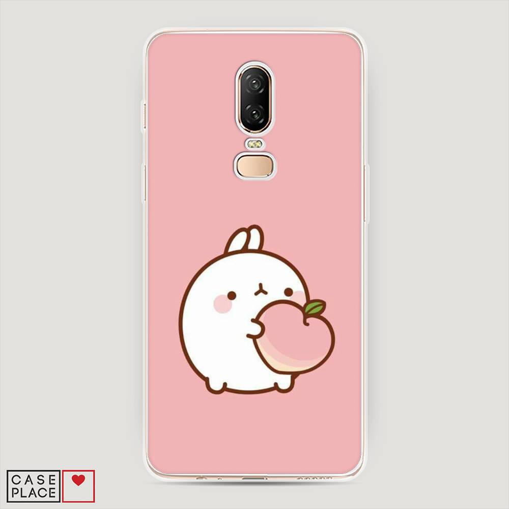 

Чехол Awog на OnePlus 6 / ВанПлас 6 "Кролик с персиком", Розовый;бежевый, 150550-1