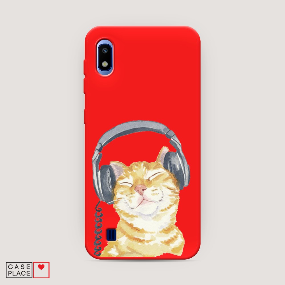 

Матовый силиконовый чехол "Кот меломан" на Samsung Galaxy A10, Кот меломан