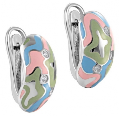 

Серьги из серебра с фианитом/эмалью Kabarovsky 12-221-7901, 12-221-7901