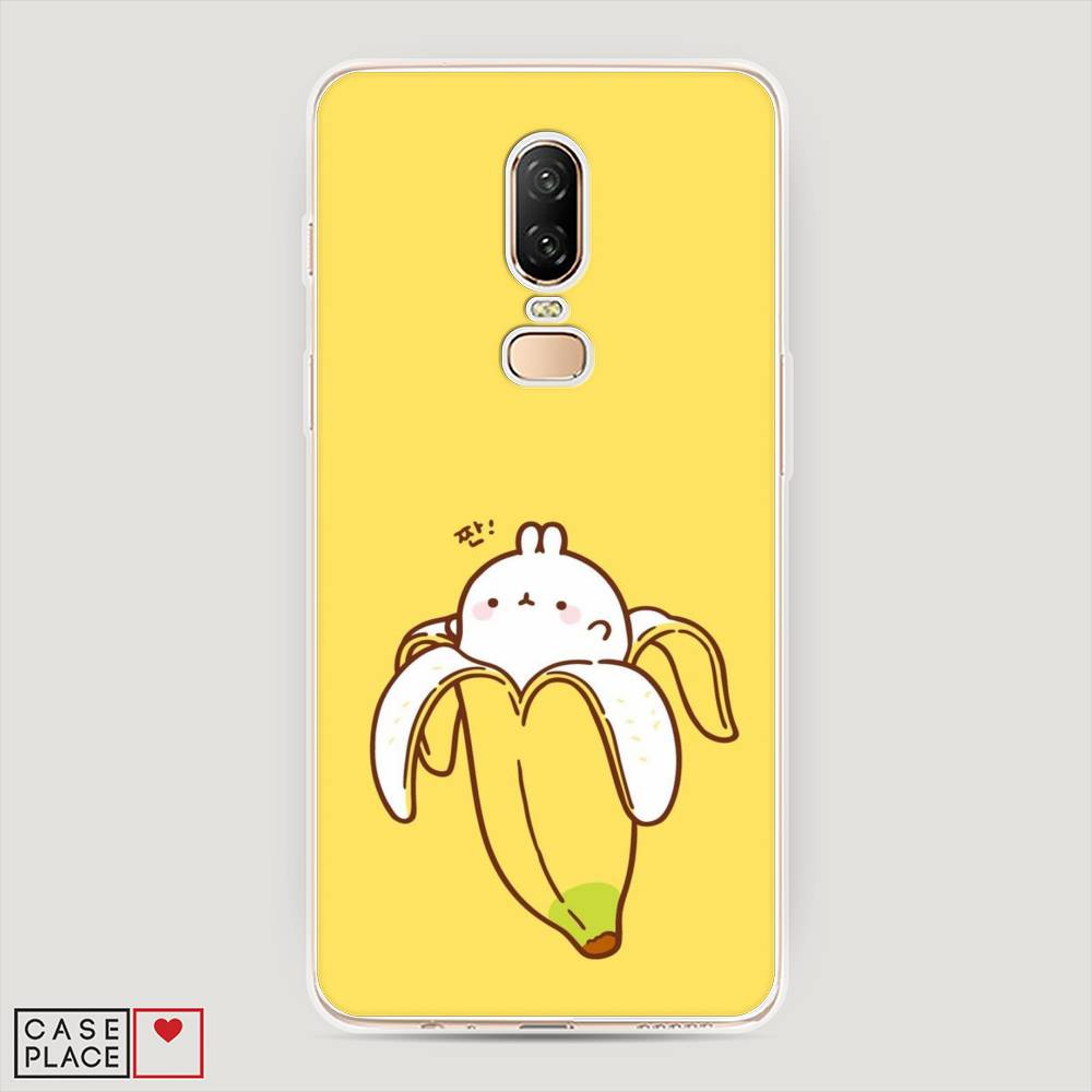 

Чехол Awog на OnePlus 6 / ВанПлас 6 "Зайчик-бананчик", Желтый;белый, 150550-2
