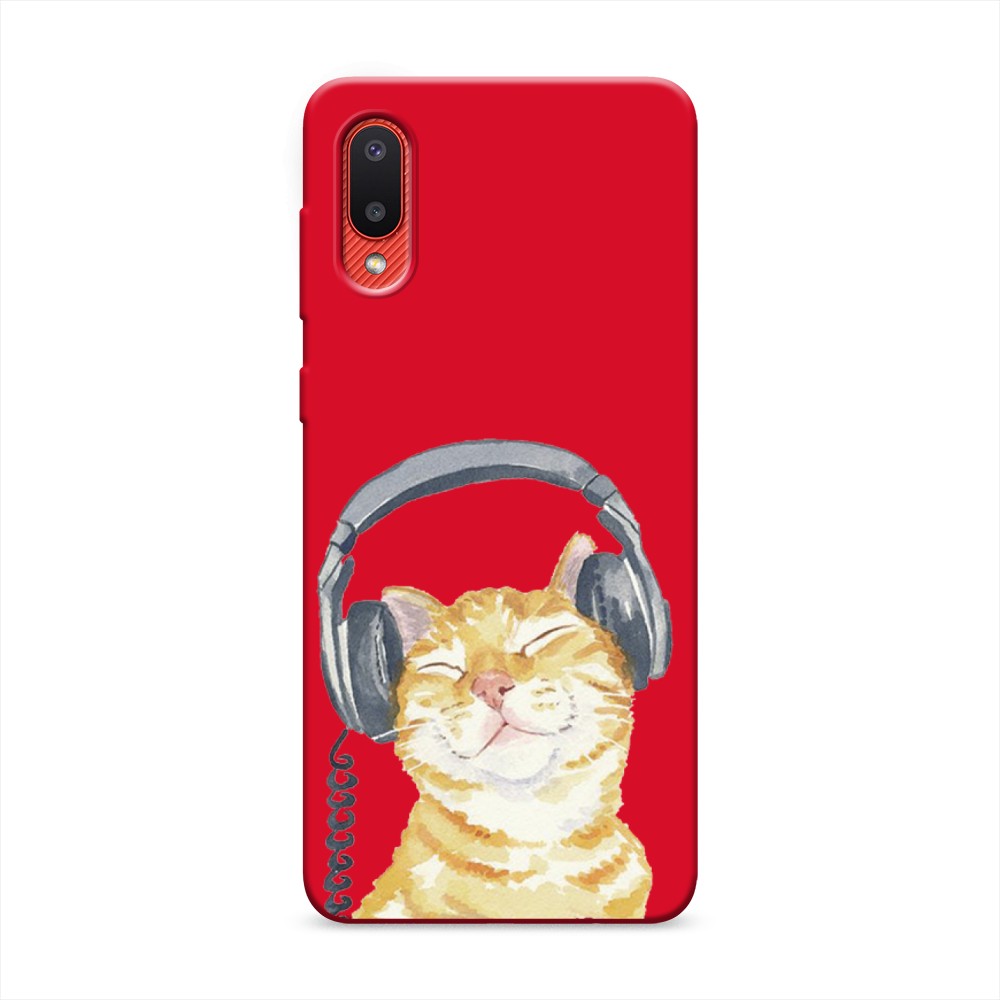 

Матовый силиконовый чехол "Кот меломан" на Samsung Galaxy A02, Кот меломан