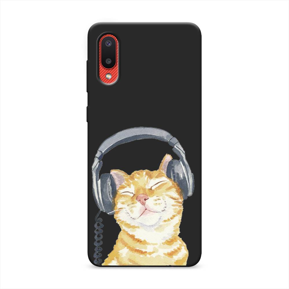 

Матовый силиконовый чехол "Кот меломан" на Samsung Galaxy A02, Кот меломан