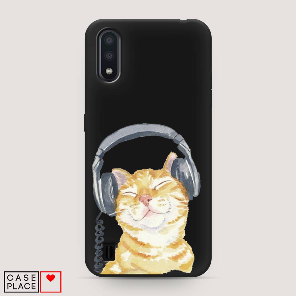 

Матовый силиконовый чехол "Кот меломан" на Samsung Galaxy A01, Кот меломан