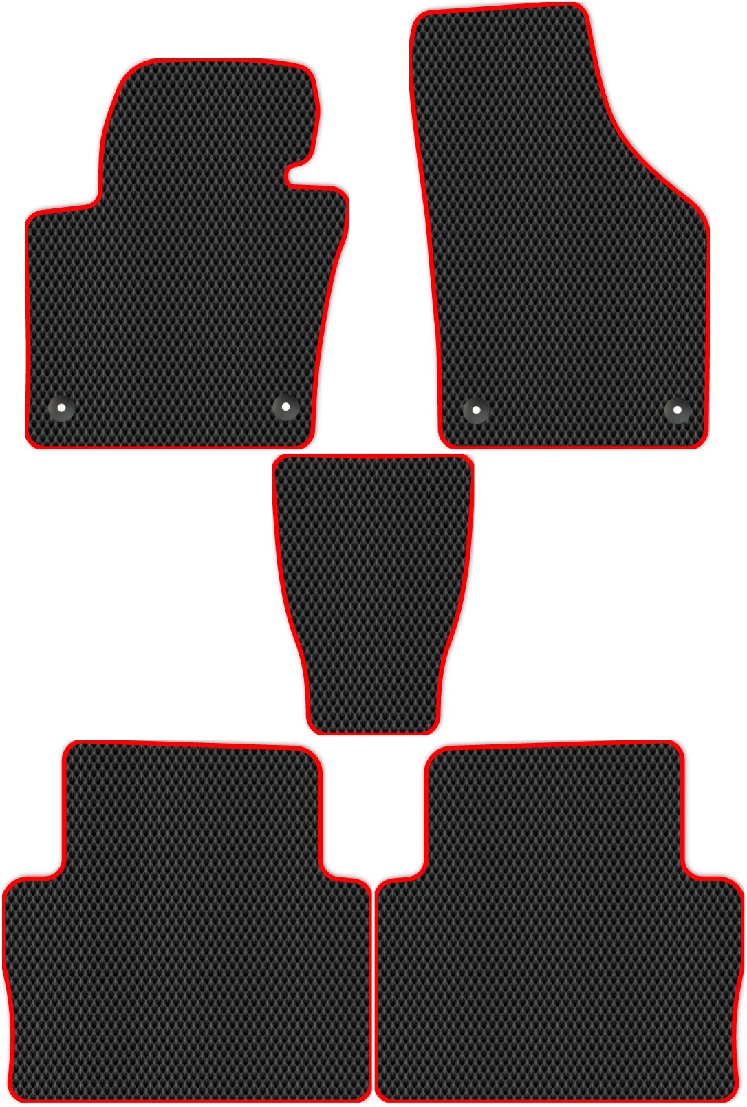 

Коврики ЭВА в салон для SEAT Alhambra (7N) 2010 - 2015, 5 шт. черный, красный кант, 7102-S5YT-H
