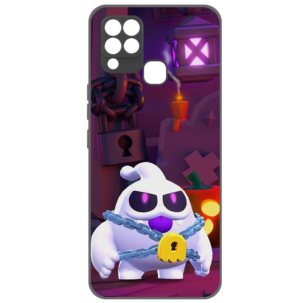 фото Чехол-накладка krutoff софт кейс brawl stars - призрак скуик для infinix hot 10s черный