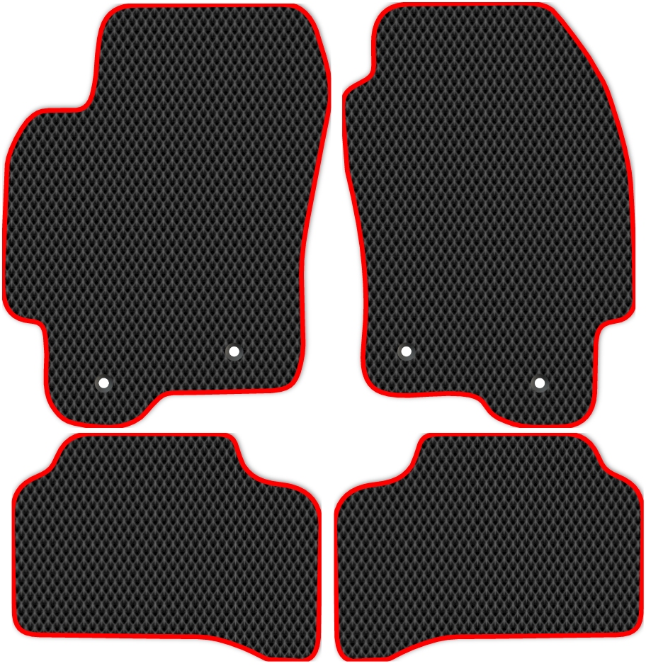 

Коврики ЭВА в салон для Jaguar X-Type 2001 - 2007, 4 шт. черный, красный кант, 6001-S4Y-H