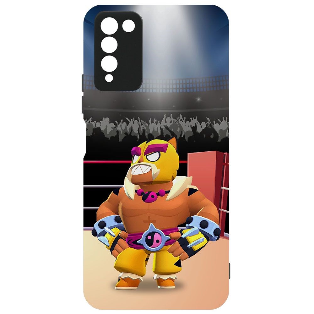 фото Чехол-накладка krutoff софт кейс brawl stars - эль тигро для honor 10x lite черный