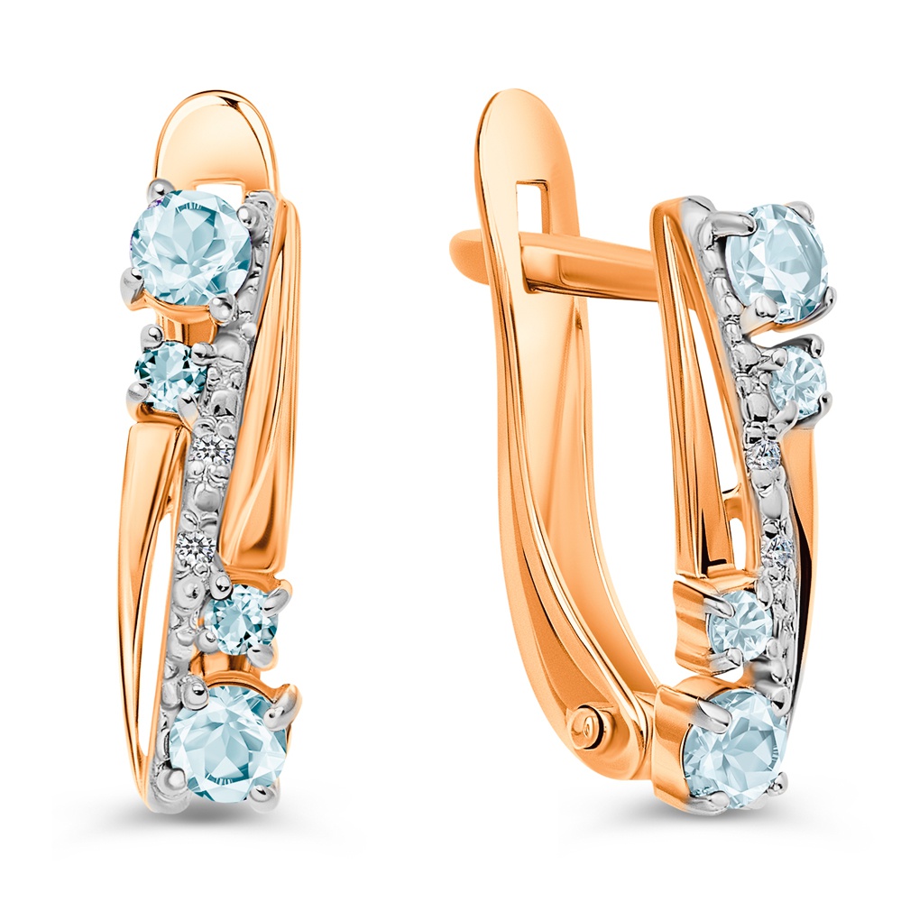 

Серьги из золота 585Gold 202010448, топаз/фианит, 202010448
