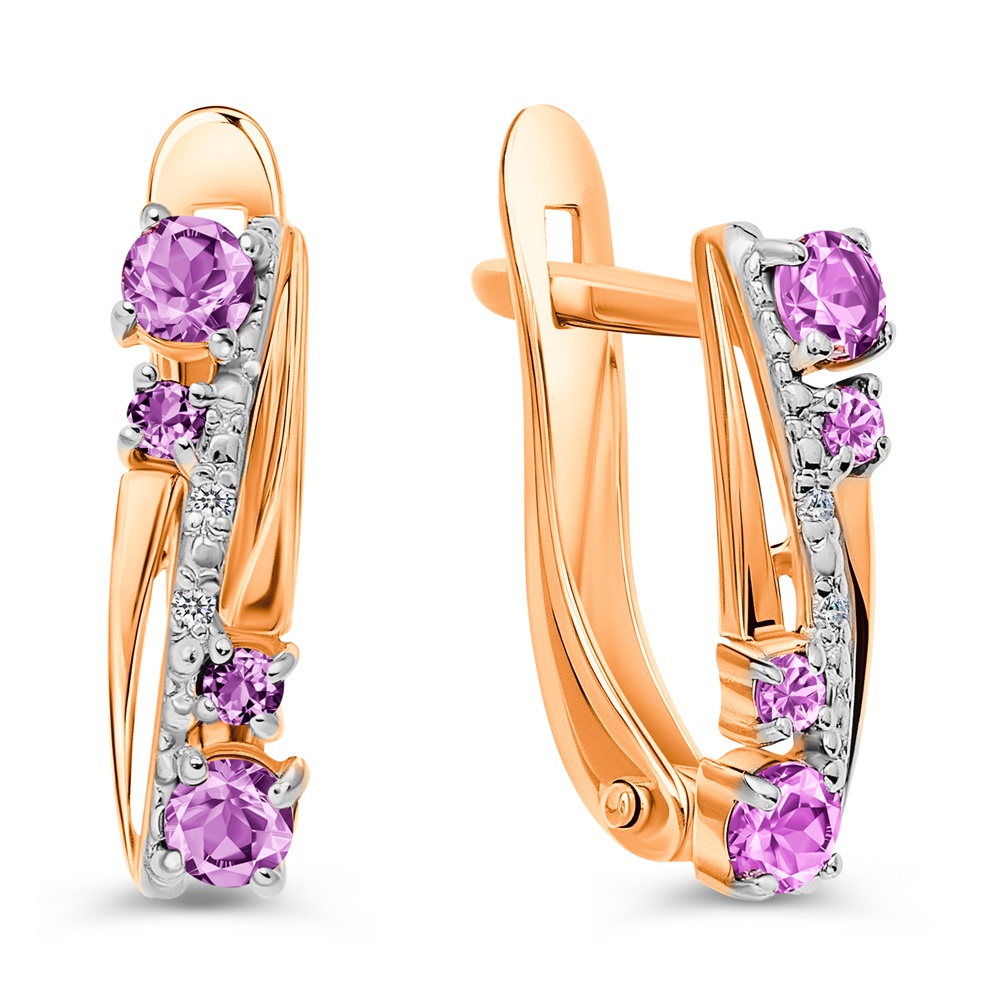 

Серьги из золота 585Gold 202010447, аметист/фианит, 202010447
