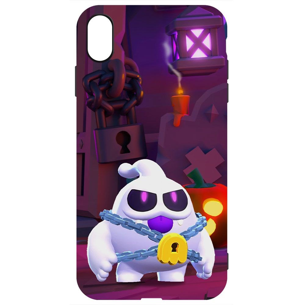 

Чехол-накладка Krutoff Софт Кейс Brawl Stars - Призрак Скуик для iPhone XS Max черный