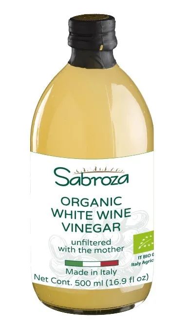 Уксус белый винный Sabroza натуральный нефильтрованный, кислотность 6%, 500 мл