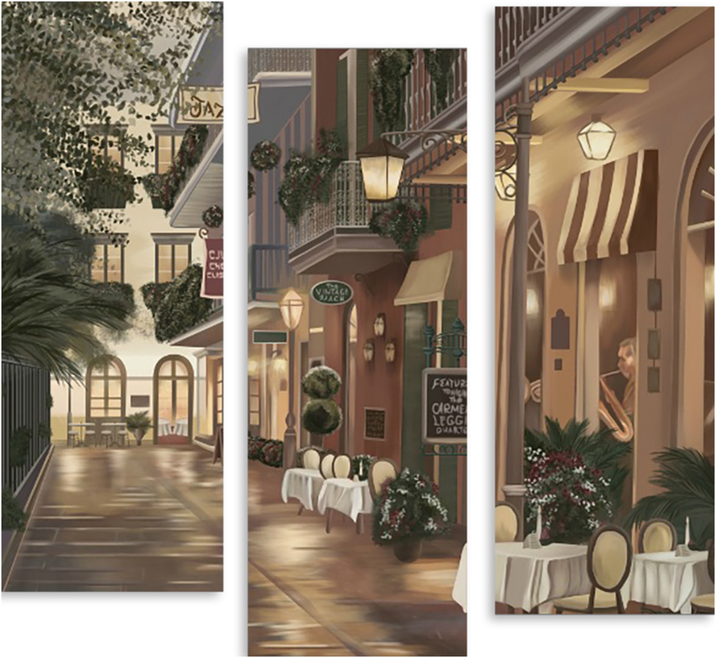 

Картина модульная на холсте Модулка Уличное кафе 150x148 см, 3960