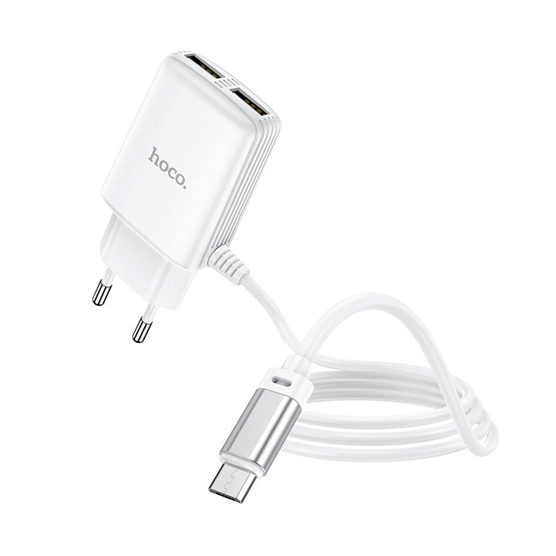 фото Сетевое зарядное устройство hoco c82a 2xusb - cable usb type-c white 6931474729057