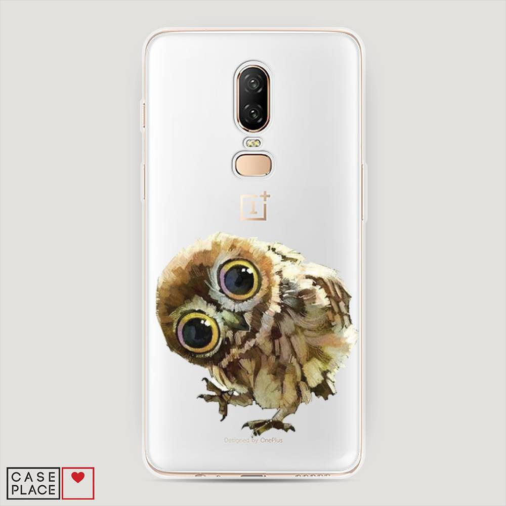 

Чехол Awog на OnePlus 6 / ВанПлас 6 "Любопытный совенок", Коричневый;белый;прозрачный, 150550-1