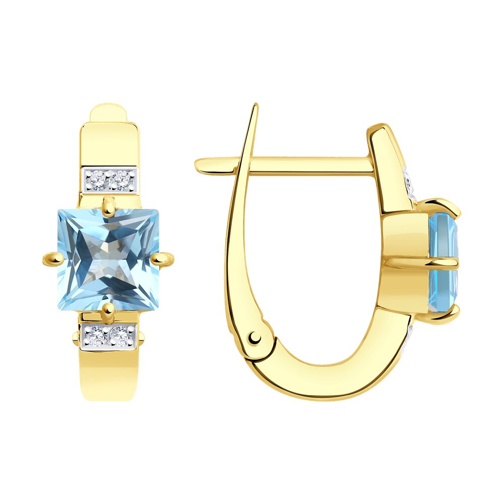 

Серьги из желтого золота SOKOLOV 727506-2, фианит/топаз, 727506-2