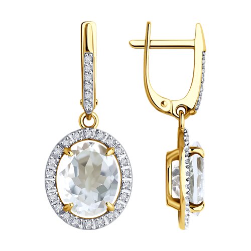 

Серьги из желтого золота Diamant 53-321-02442-4, фианит/горный хрусталь, 53-321-02442-4