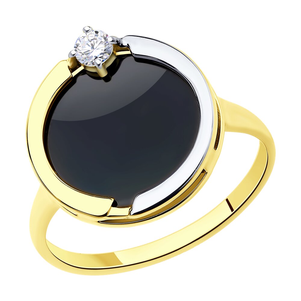

Кольцо из золота р.  Diamant 53-310-01871-1, фианит\агат, 53-310-01871-1