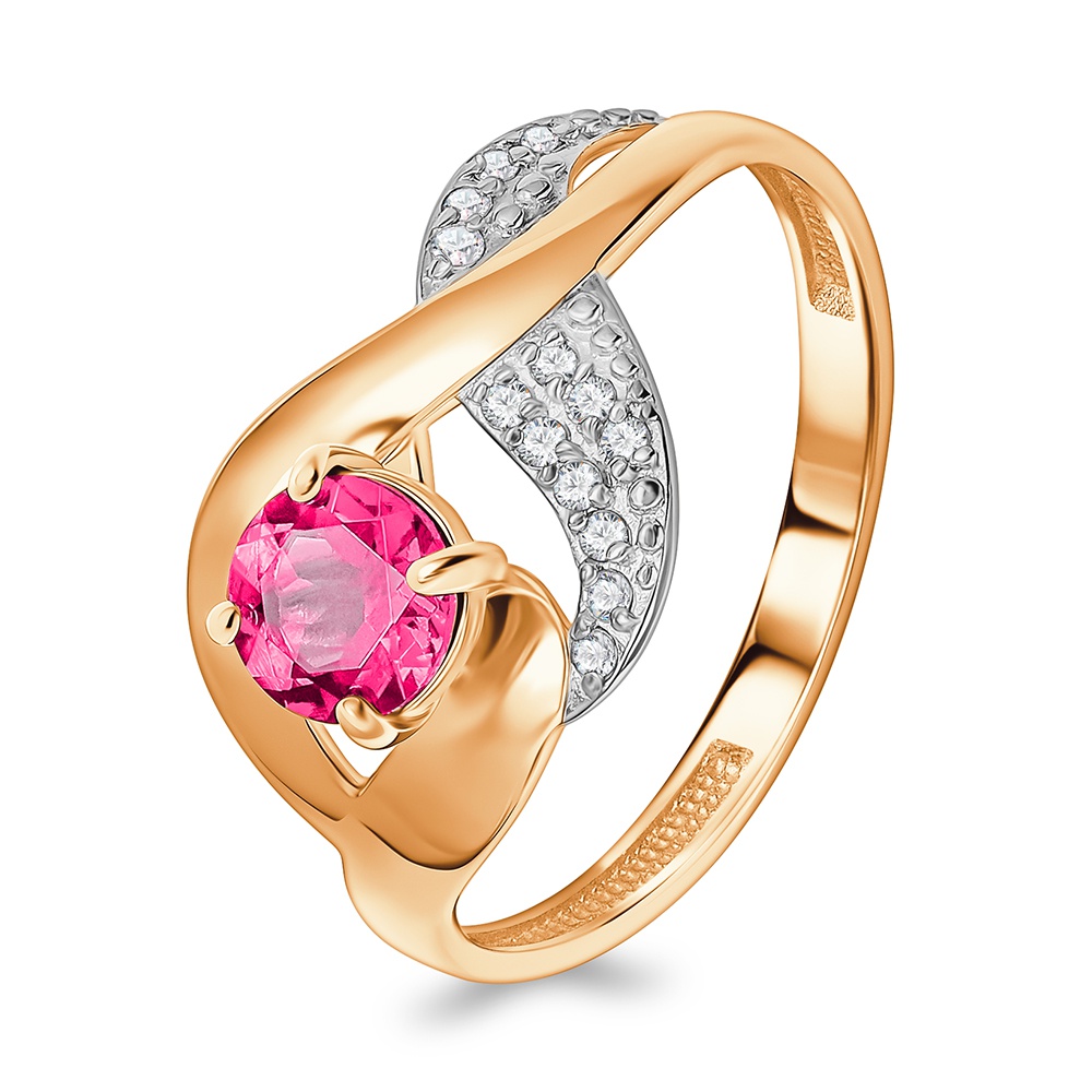 

Кольцо из золота р.  585Gold 101016289, рубин искусственный/бриллиант, 101016289