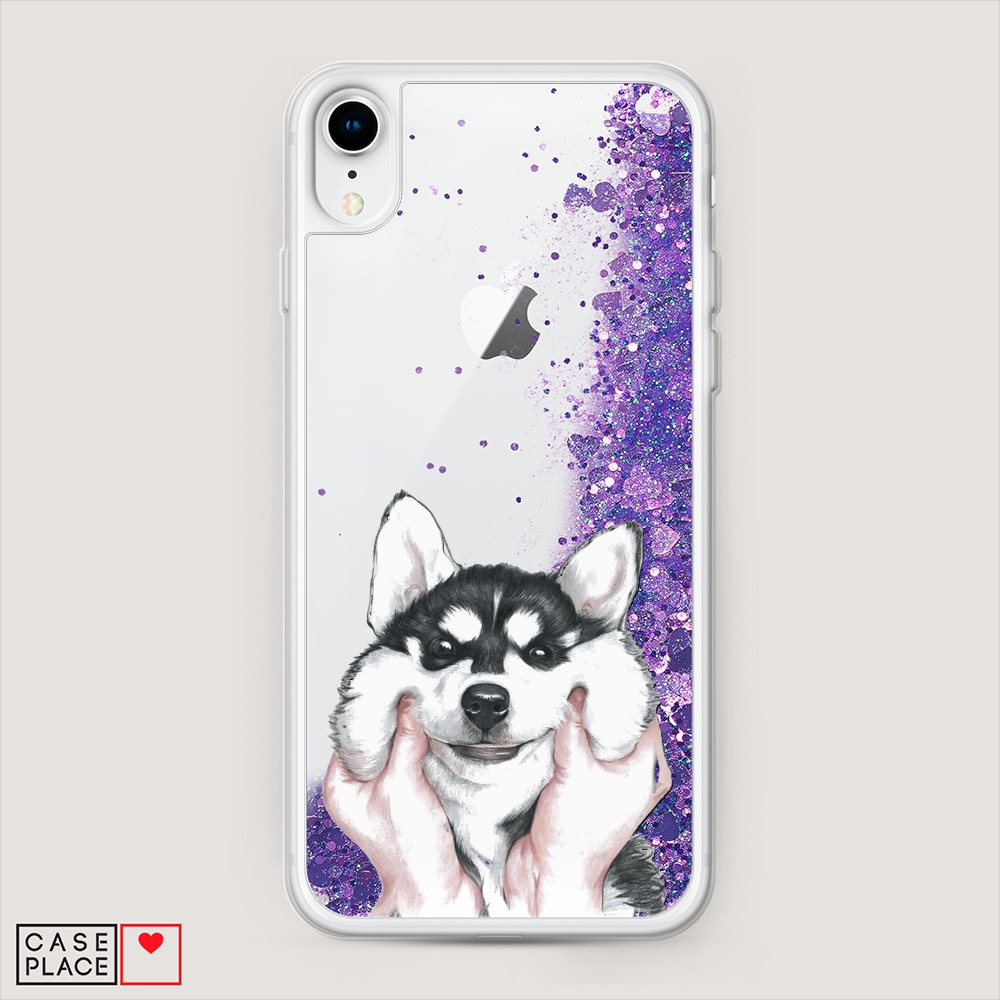

Жидкий чехол с блестками "Щечки хаски" на Apple iPhone XR (10R), 12092-1